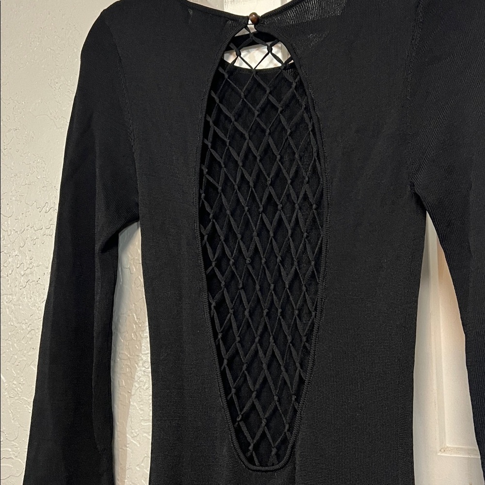STAUD SUZEL BLACK KNIT LONG SLEEVE MAXI DRESS SMALL - Picture 8 of 14